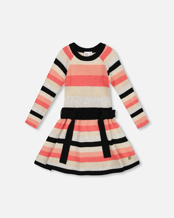 Deux Par Deux Girls Knit Dress   H20HT85-000   Multicolor Stripe **