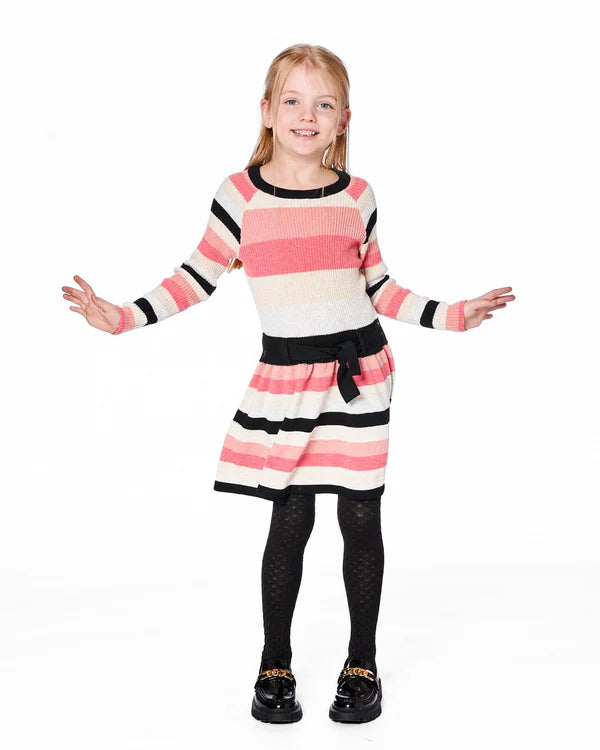 Deux Par Deux Girls Knit Dress   H20HT85-000   Multicolor Stripe **