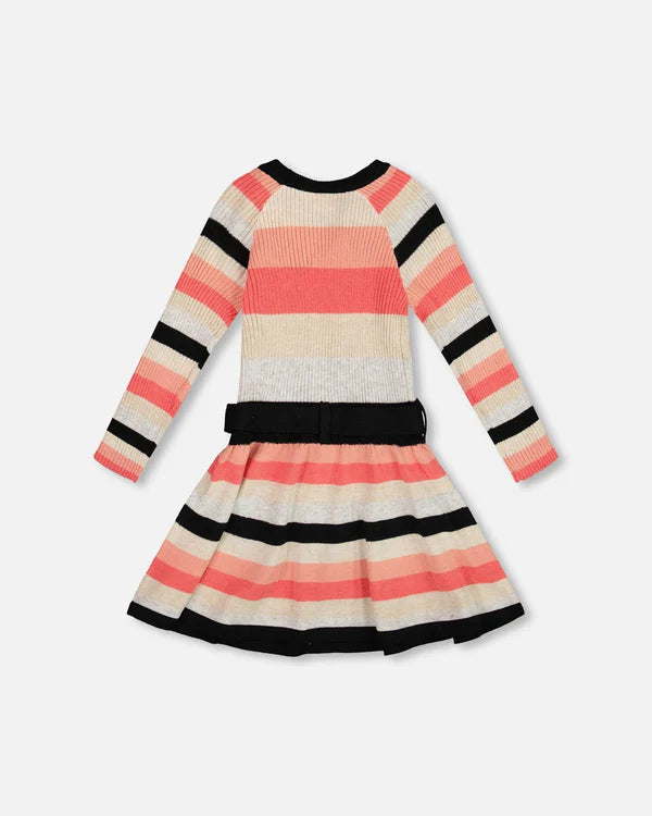 Deux Par Deux Girls Knit Dress   H20HT85-000   Multicolor Stripe **