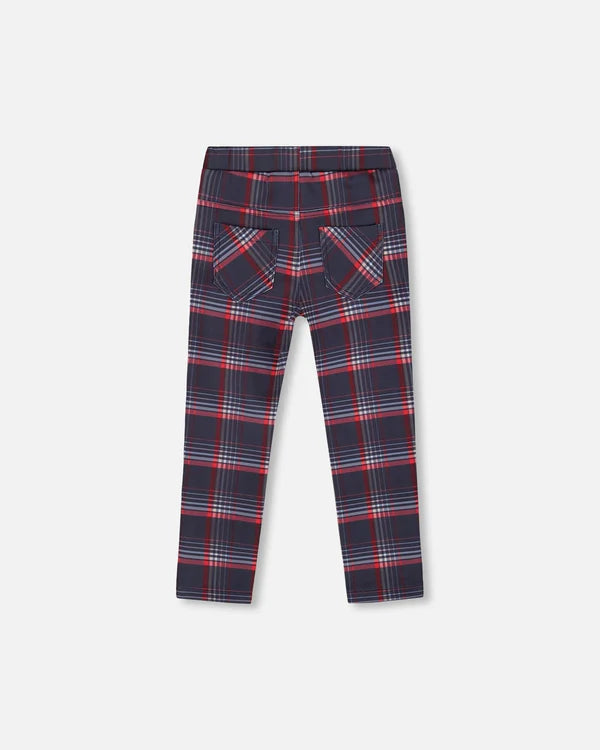 Deux Par Deux Girls Milano Treggings    H20I20    Navy/Red Printed Plaid **