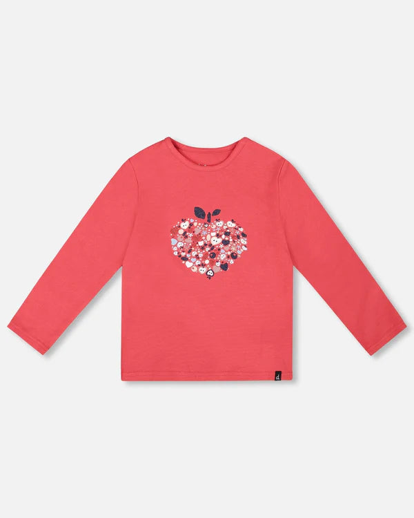 Deux Par Deux Girls Long Sleeve Tee   H20I70   Cardinal
