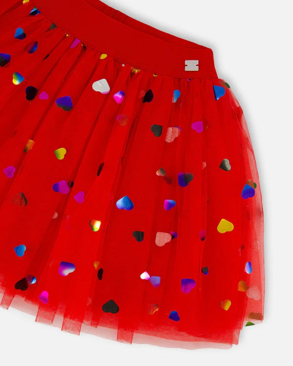Deux Par Deux Girls Tulle Skirt    H20I82   Cardinal