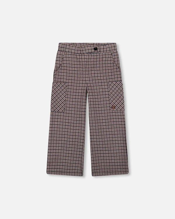 Deux Par Deux Girls Flare Pants   H20K20    Houndstooth Jacquard