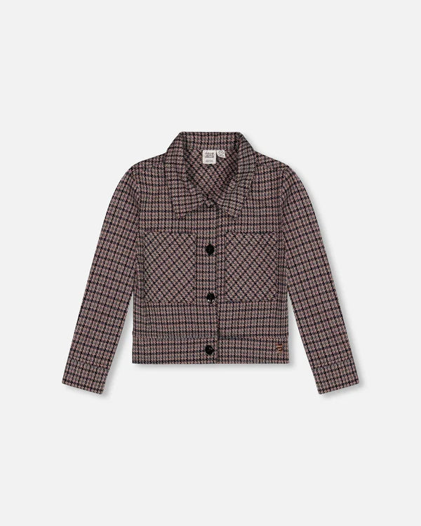 Deux Par Deux Girls Houndstooth Jacket   H20K52   Houndstooth Jacquard