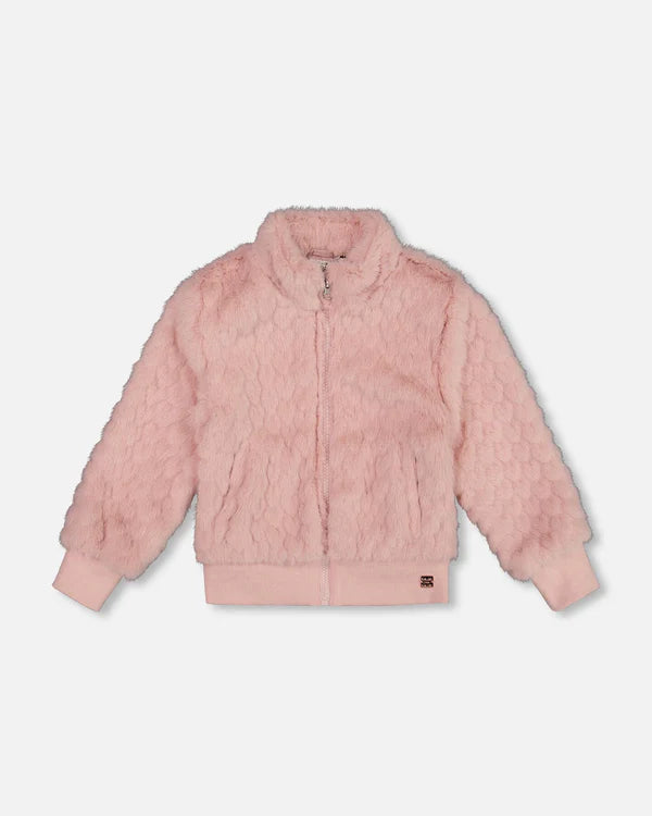 Deux Par Deux Girls Faux Fur Jacket    H20K53    Rose Tan