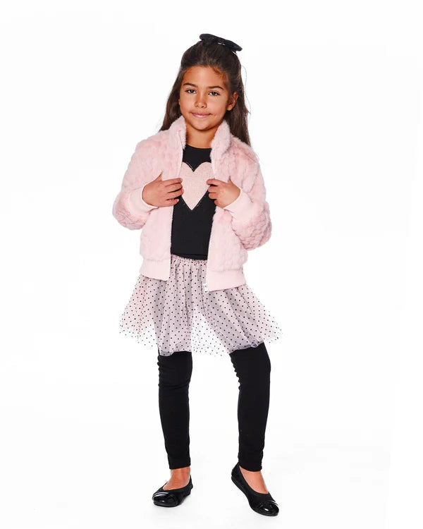 Deux Par Deux Girls Faux Fur Jacket    H20K53    Rose Tan