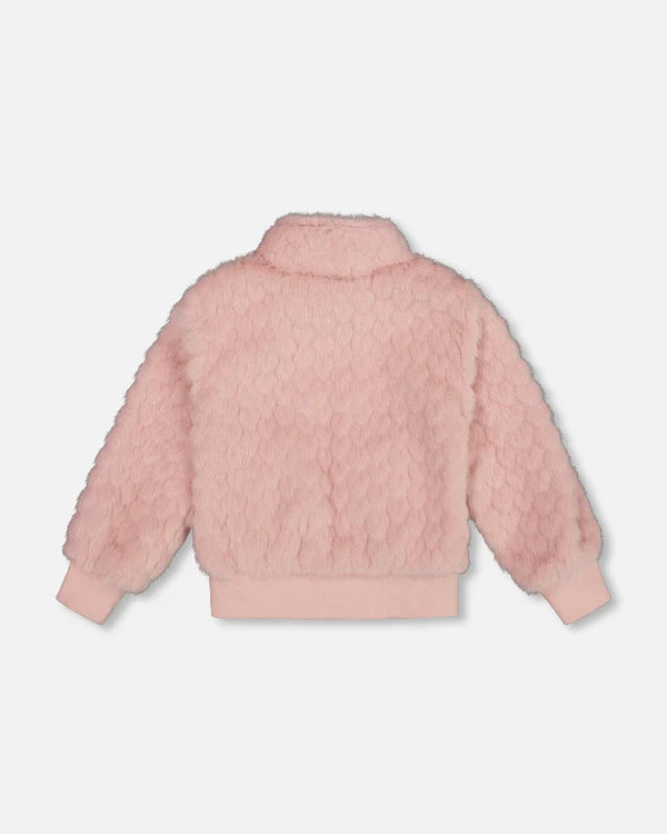 Deux Par Deux Girls Faux Fur Jacket    H20K53    Rose Tan