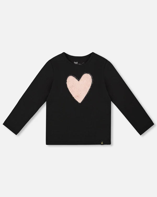 Deux Par Deux Girls Long Sleeve Tee   H20K70   Anthracite
