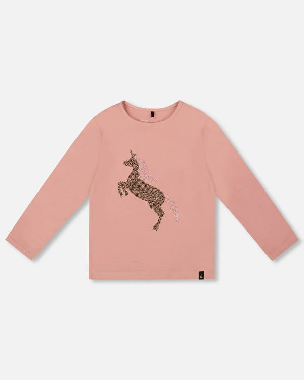 Deux Par Deux Girls Long Sleeve Tee   H20K71-650   Rose Tan