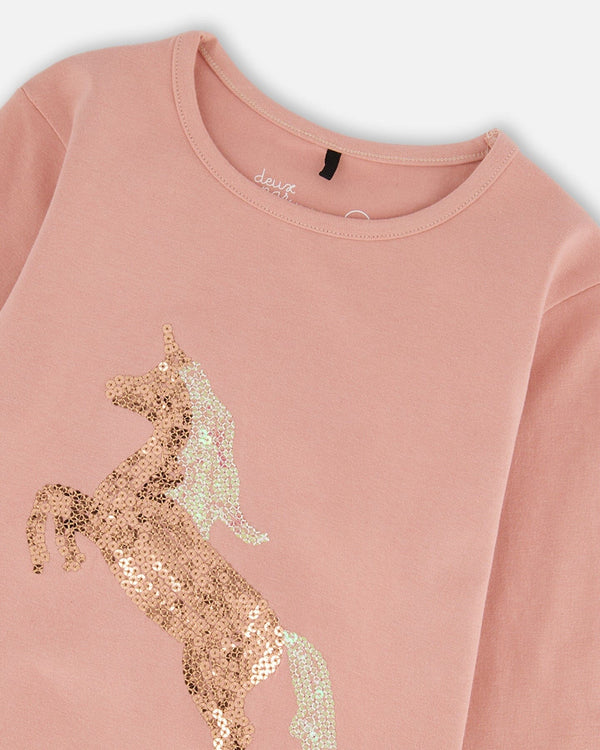 Deux Par Deux Girls Long Sleeve Tee   H20K71-650   Rose Tan **