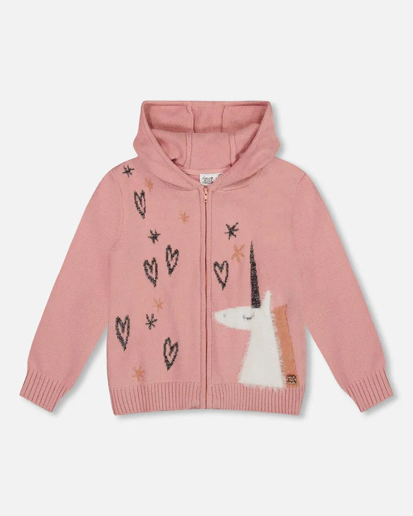 Deux Par Deux Girls Hooded Cardigan    H20KT31   Rose Tan **