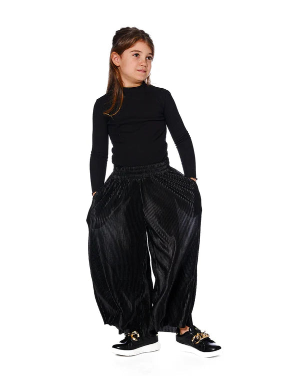 Deux Par Deux Girls Wide Leg Pleated Pant   H20LG20-999   Anthracite **