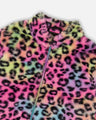 Deux Par Deux Girls Faux Fur Jacket With Zipper Front   H20N50   Multicolor Leopard