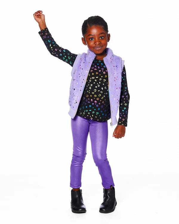Deux Par Deux Girls Shiny Stretch Leggings   H20N60   Lavender **