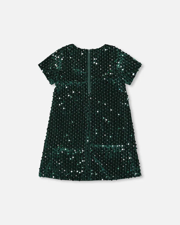 Deux Par Deux Girls Dress With Sequins    H20OG85-393   June Bug **