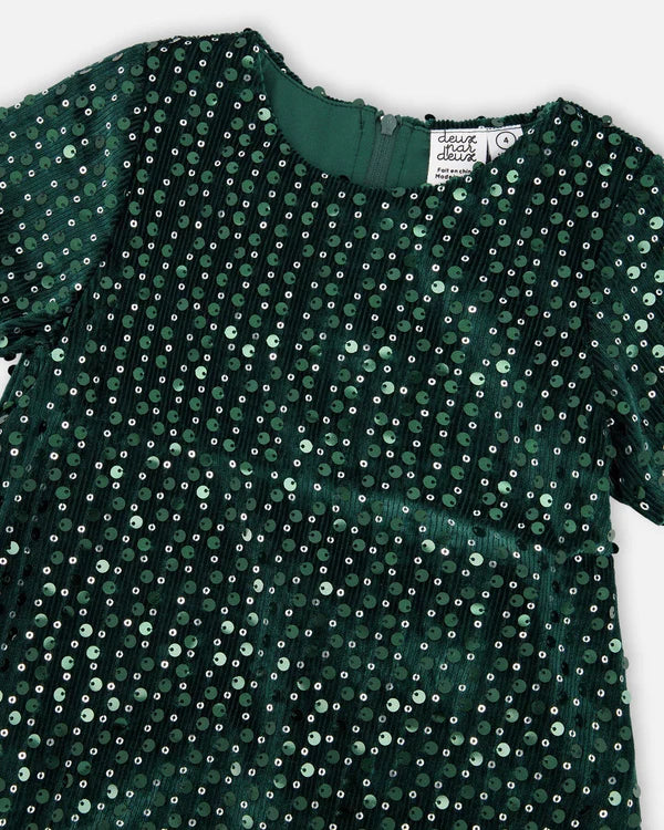 Deux Par Deux Girls Dress With Sequins    H20OG85-393   June Bug **