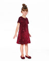 Deux Par Deux Girls Velvet Dress   H20OG85   Rumba Red