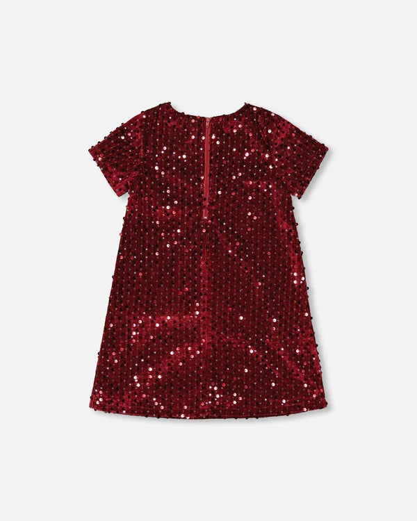 Deux Par Deux Girls Velvet Dress   H20OG85   Rumba Red **