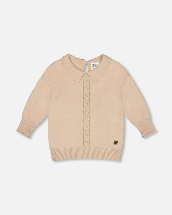 Deux Par Deux Girls Sweater   H20OGT71   Sesame
