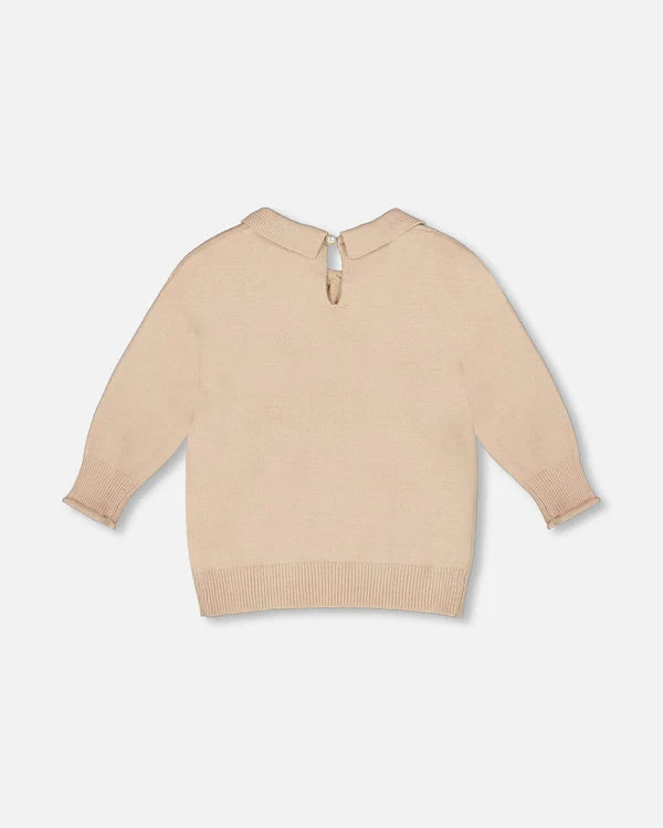 Deux Par Deux Girls Sweater   H20OGT71   Sesame