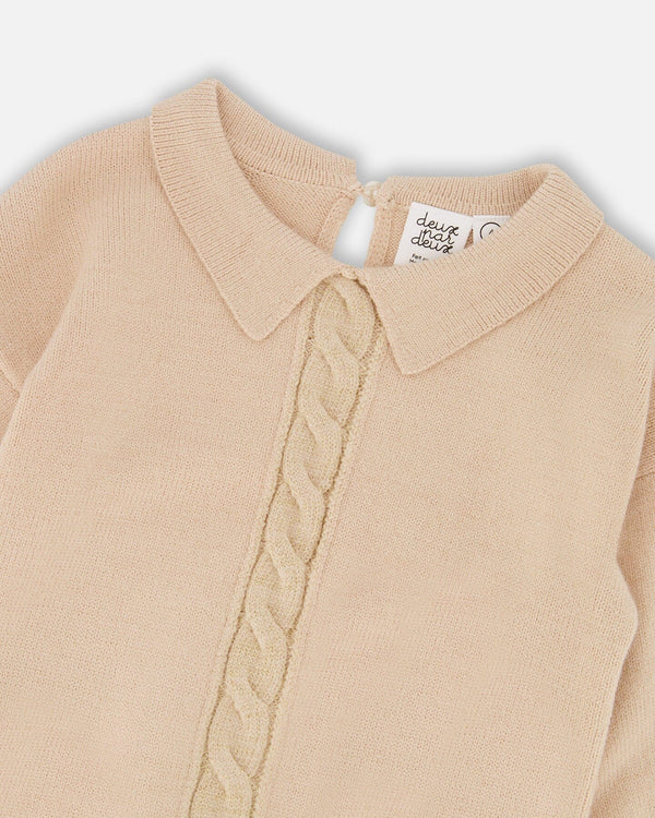 Deux Par Deux Girls Sweater   H20OGT71   Sesame