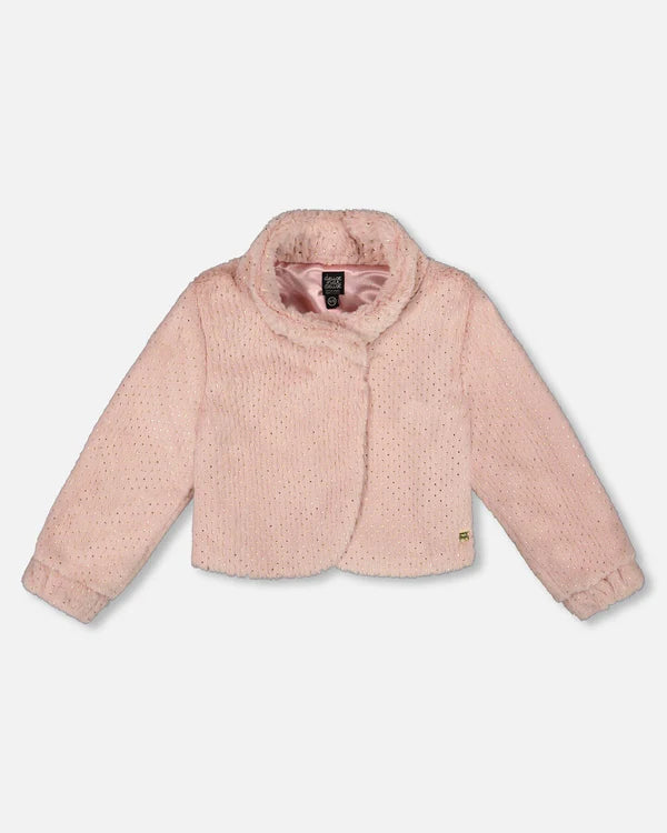 Deux Par Deux Girls Faux Fur Jacket    H20Q50   Silver Pink
