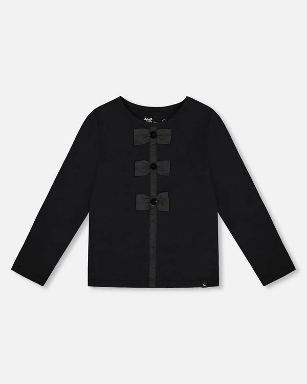 Deux Par Deux Girls Detailed Long Sleeve Tee   H20Q70   Anthracite