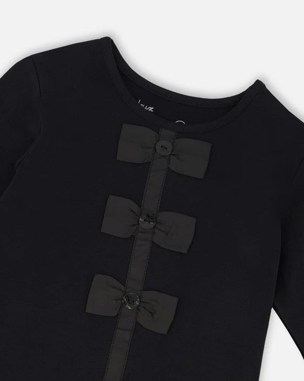 Deux Par Deux Girls Detailed Long Sleeve Tee   H20Q70   Anthracite