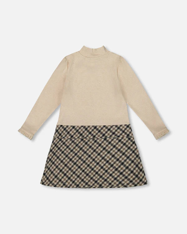 Deux Par Deux Girls Dress Mock Neck Style   H20Q87-193   Oatmeal **