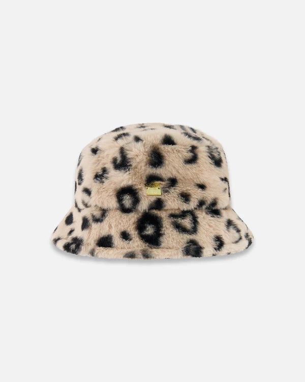 Deux Par Deux Girls Faux Fur Bucket Hat   H20QH   Animal Print