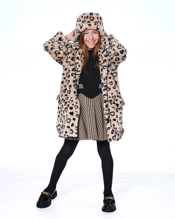 Deux Par Deux Girls Faux Fur Bucket Hat   H20QH   Animal Print **