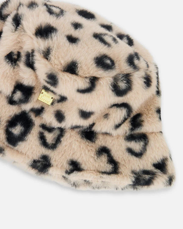 Deux Par Deux Girls Faux Fur Bucket Hat   H20QH   Animal Print **
