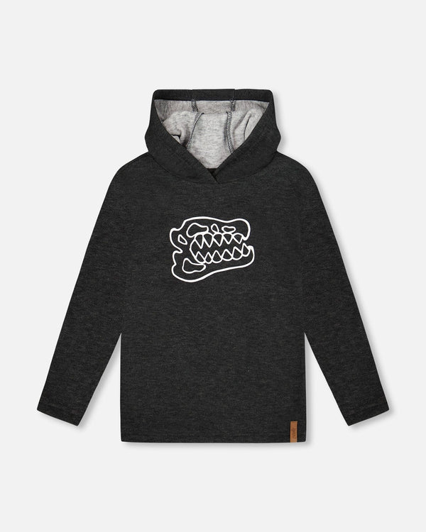 Deux Par Deux Boys Brushed Jersey Hooded Tee   H20U11   Anthracite