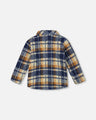 Deux Par Deux Boys Overshirt With Zipper & Pockets   H20U17   Navy & Brown Plaid