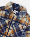 Deux Par Deux Boys Overshirt With Zipper & Pockets   H20U17   Navy & Brown Plaid