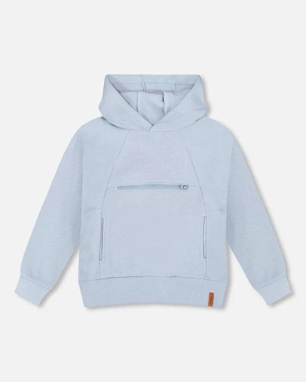 Deux Par Deux Boys Hooded Fleece Sweatshirt   H20U31   Dusty Blue