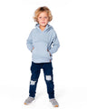 Deux Par Deux Boys Hooded Fleece Sweatshirt   H20U31   Dusty Blue