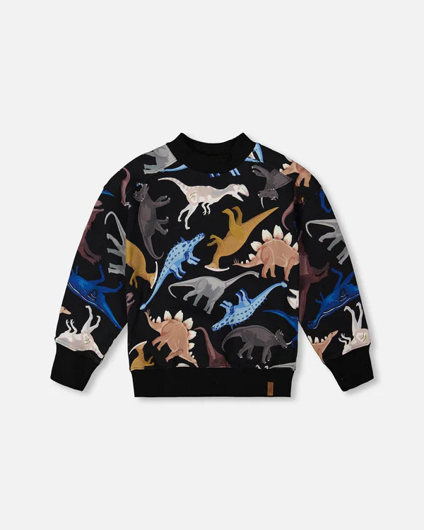 Deux Par Deux Boys Fleece Sweatshirt   H20U32   Printed Dinos