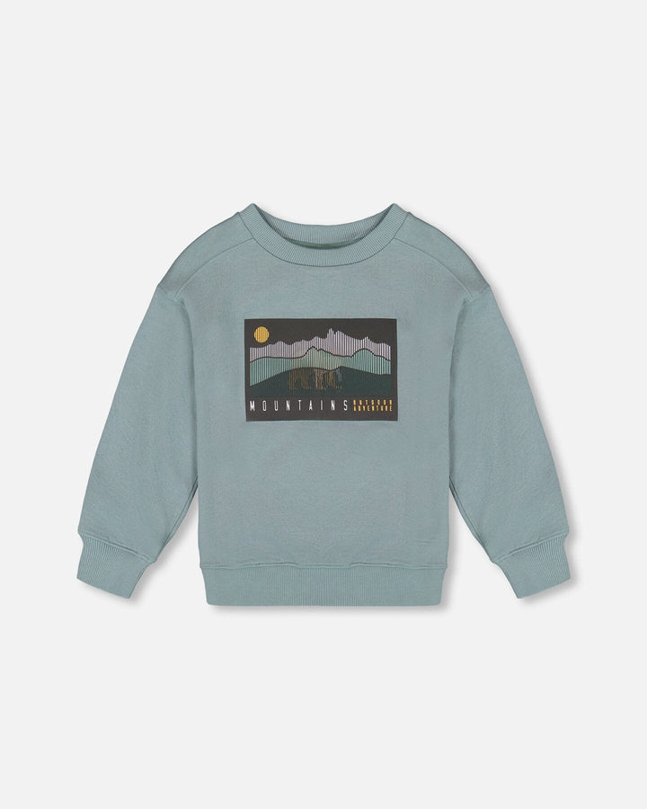 Deux Par Deux Boys French Terry Crew Neck   H20U36-478   Stormy Sea