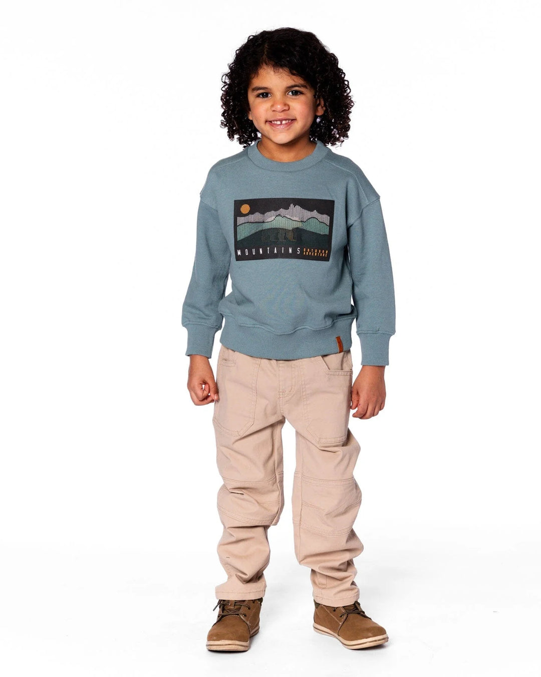 Deux Par Deux Boys French Terry Crew Neck   H20U36-478   Stormy Sea