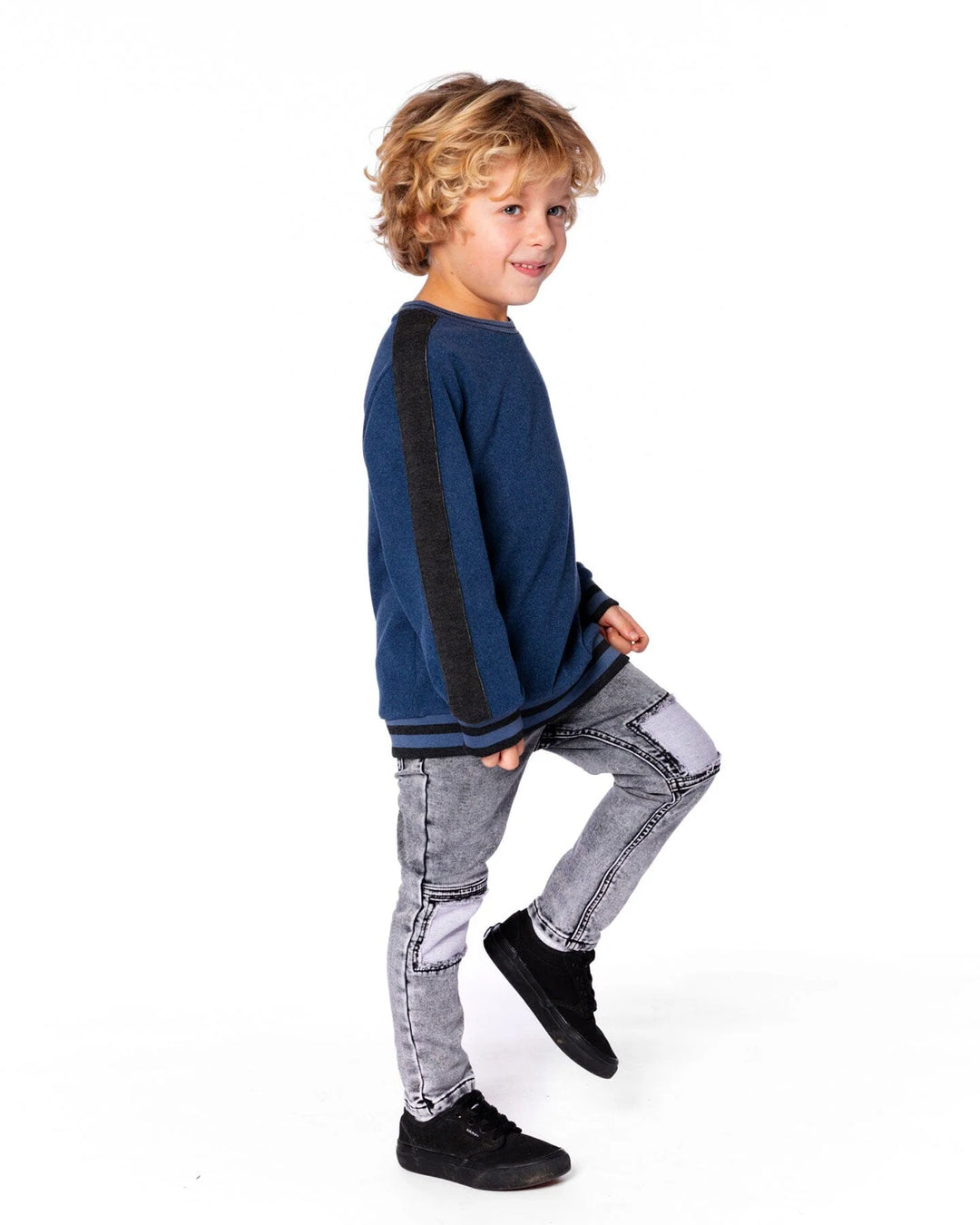 Deux Par Deux Boys Soft Ribbed Sweatshirt   H20U39-482   Patriot Blue