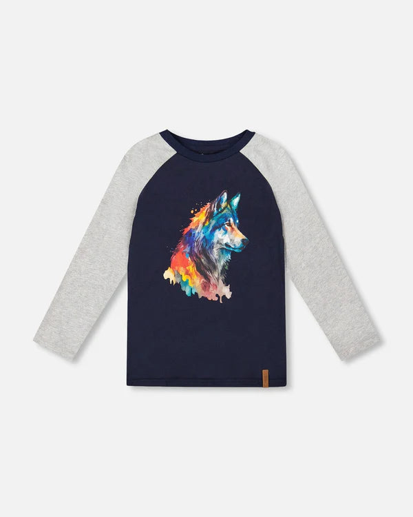 Deux Par Deux Boys Long Sleeve Tee   H20U70   Peacoat **