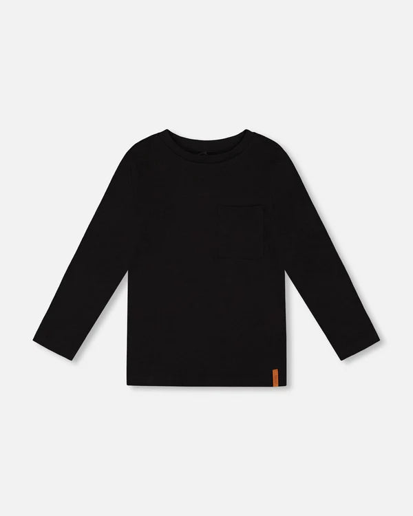 Deux Par Deux Boys Long Sleeve Tee With Pocket   H20YB70   Anthracite