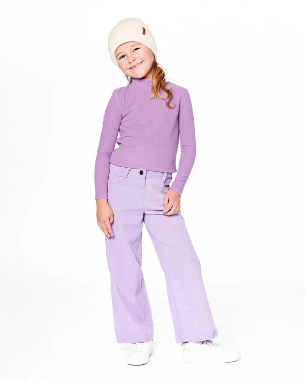 Deux Par Deux Girls Ribbed Mockneck Top   H20YG71    Bougainvillea **