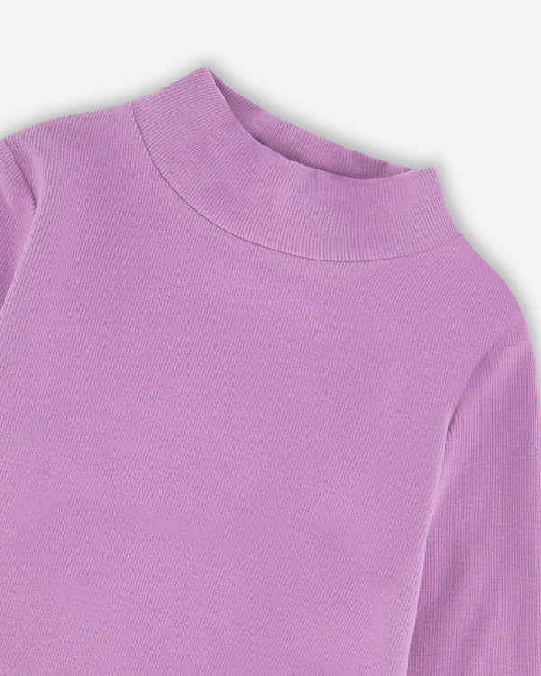Deux Par Deux Girls Ribbed Mockneck Top   H20YG71    Bougainvillea **
