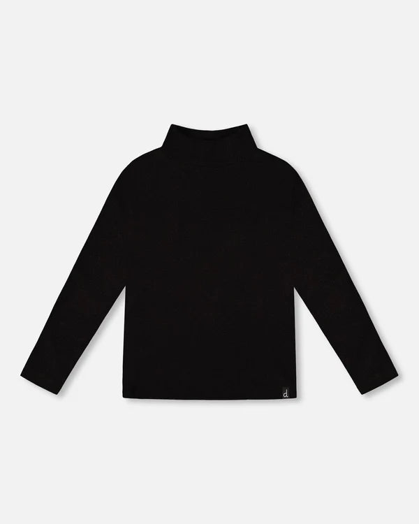 Deux Par Deux Girls Brushed Rib Mock Neck Top   H20YG71   Anthracite