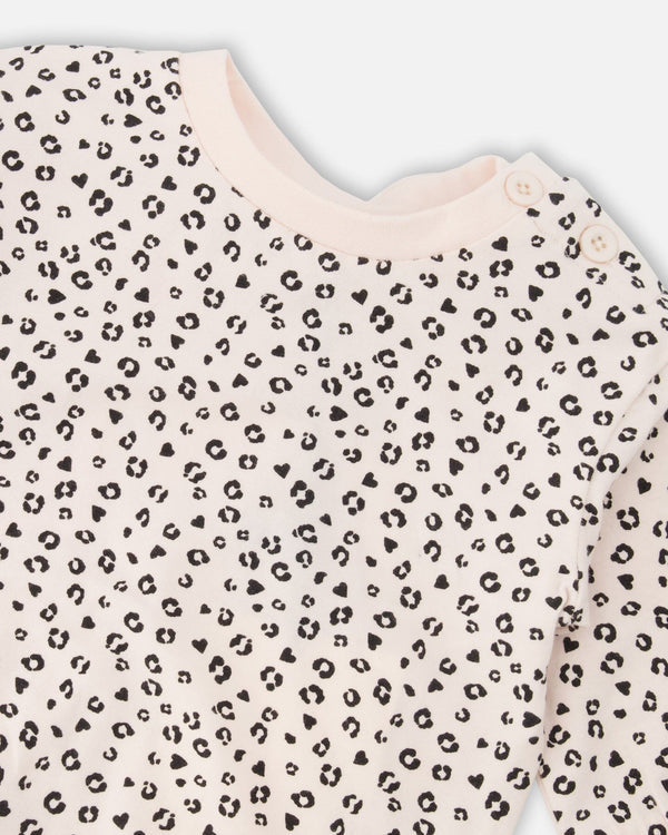Deux Par Deux Baby Girl Top And Pant Set   H30A11   Printed Leopard Spots
