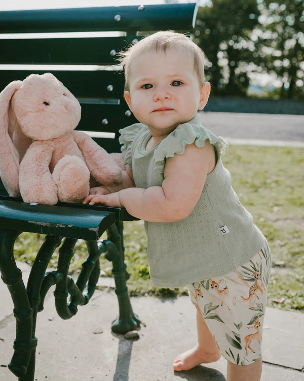 Deux Par Deux Baby Girl Top And Short Set   H30A12   Aqua Gray