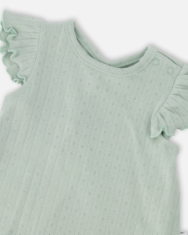 Deux Par Deux Baby Girl Top And Short Set   H30A12   Aqua Gray
