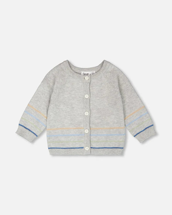 Deux Par Deux Baby Boy Cardigan    H30BT31   Light Grey Mix